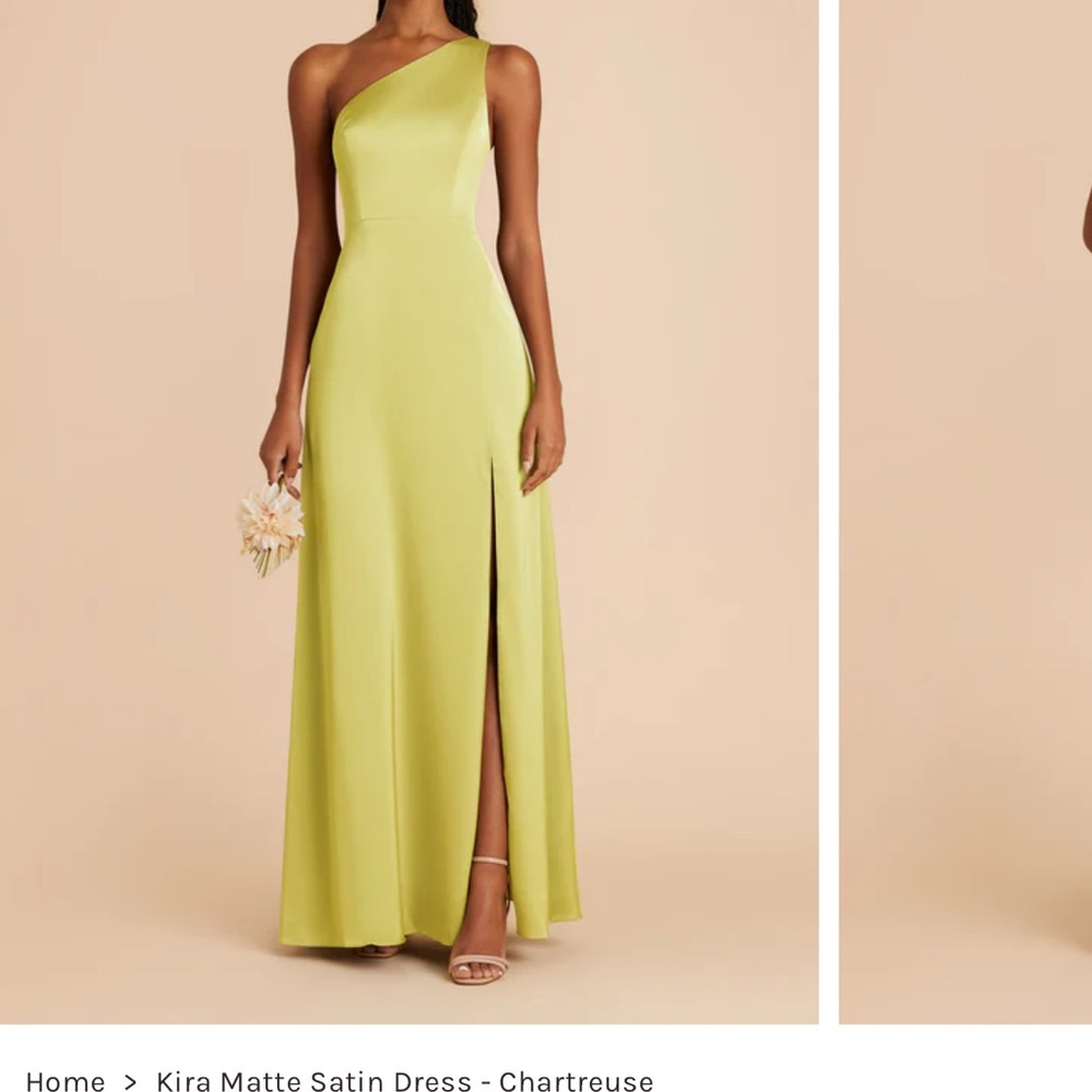 Birdy Grey One-Shoulder Matte Satin Dress in Chartreuse